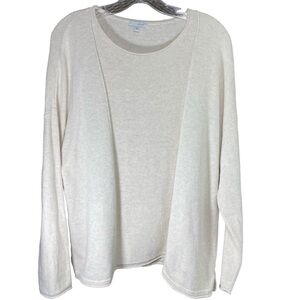 J. Jill Marled Cream Beige Cotton & Cashmere Blend Knit Pullover Sweater Size M